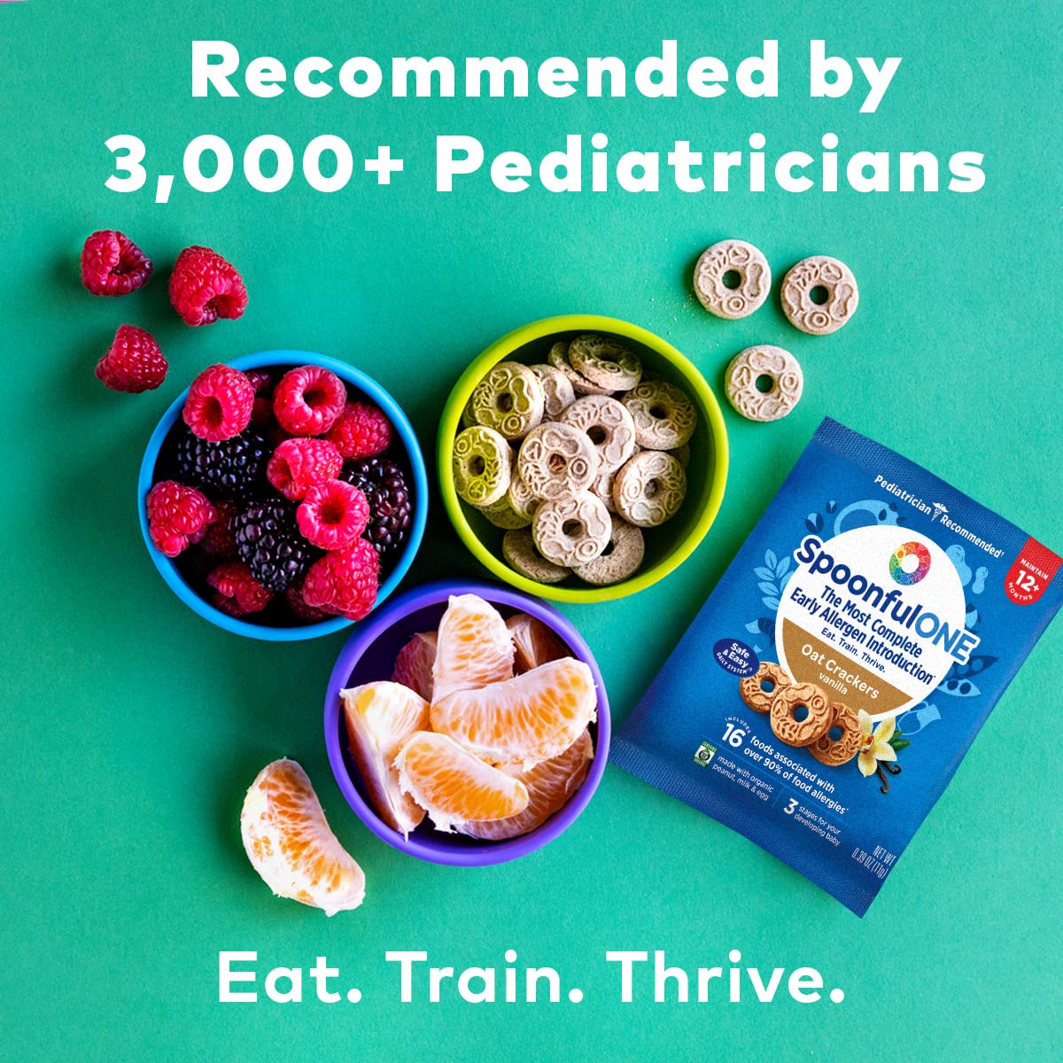 SpoonfulOne Early Allergen Introduction Oat Crackers | Smart Feeding Snack for a Toddler or Baby 12+ Months | Certified Organic (Vanilla, 0.39 Ounce (Pack of 28))