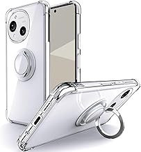 Rockaway AQUOS R9 Case, AQUOS R10 Case, SH-51E, SH-51F with Ring, Shockproof, Durable, Anti-Slip, Stand Function, Lightweight, Thin, Clear TPU, Transparent Smartphone Case, Sharp Aquos r9/r10 Cover