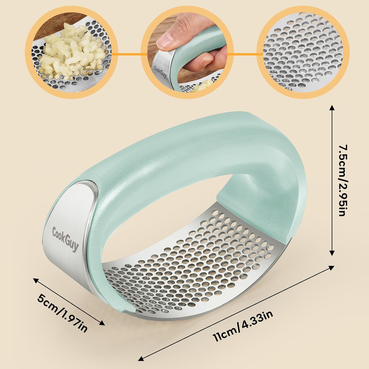 Cook Guy 304 Stainless Steel Garlic Press Rocker Set image 3