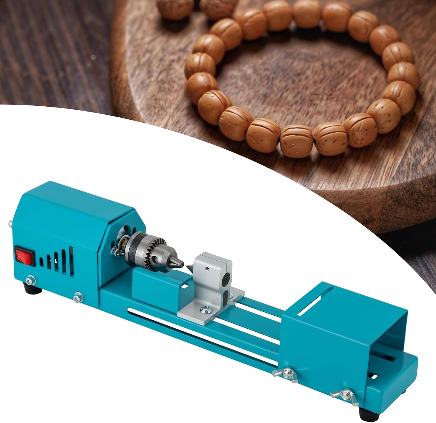 96W Mini Wood Lathe Machine, Multi-Purpose Type Lathe with Wood Lathe Milling Accessories，110V-240V Wide Voltage with US Plug, for Beads DIY Woodworking Polishing Carving