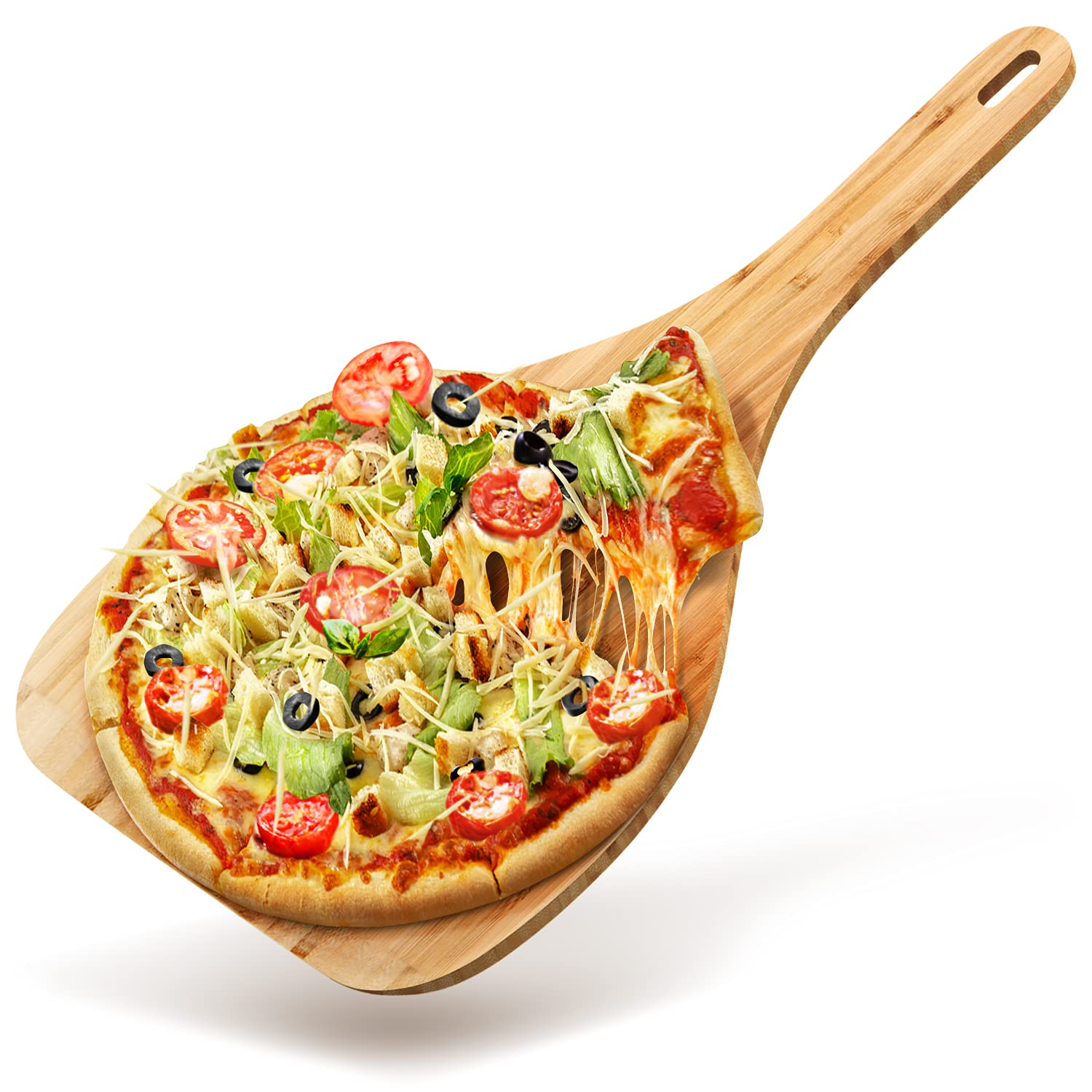 Amazon.com: Wood Pizza Peel 12 Inch Pizza Peel. Euro-Design Bamboo Pizza  Peel Wood and Pizza Board with Extra Long Handle Prevents Oven Burns. New  Larger 2021 Version Wooden Pizza Peel and Deluxe