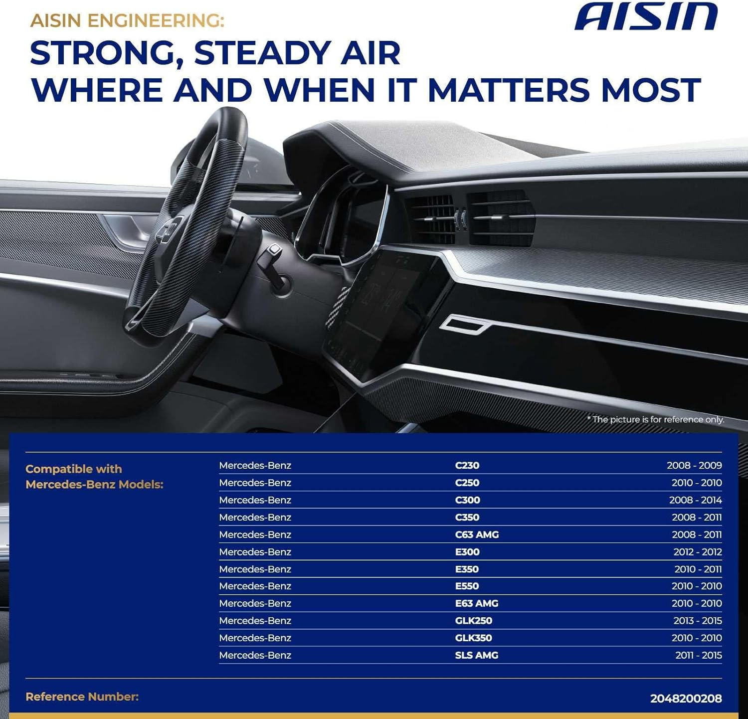 AISIN AFTERMARKET BLMMB-00171 HVAC Blower Motor with Wheel Assembly - Compatible with Mercedes-Benz C230, C250, C300, C350, C63 AMG, E300, E350, E550, E63 AMG, GLK250, GLK350, SLS AMG