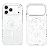 SAKUULO Floral Case for iPhone 17 Pro Compatible with Magsafe, with Flower Branch Pattern Cute Slim Soft Silicone Shockproof Protective Clear Case 6.3inch,Transparent White