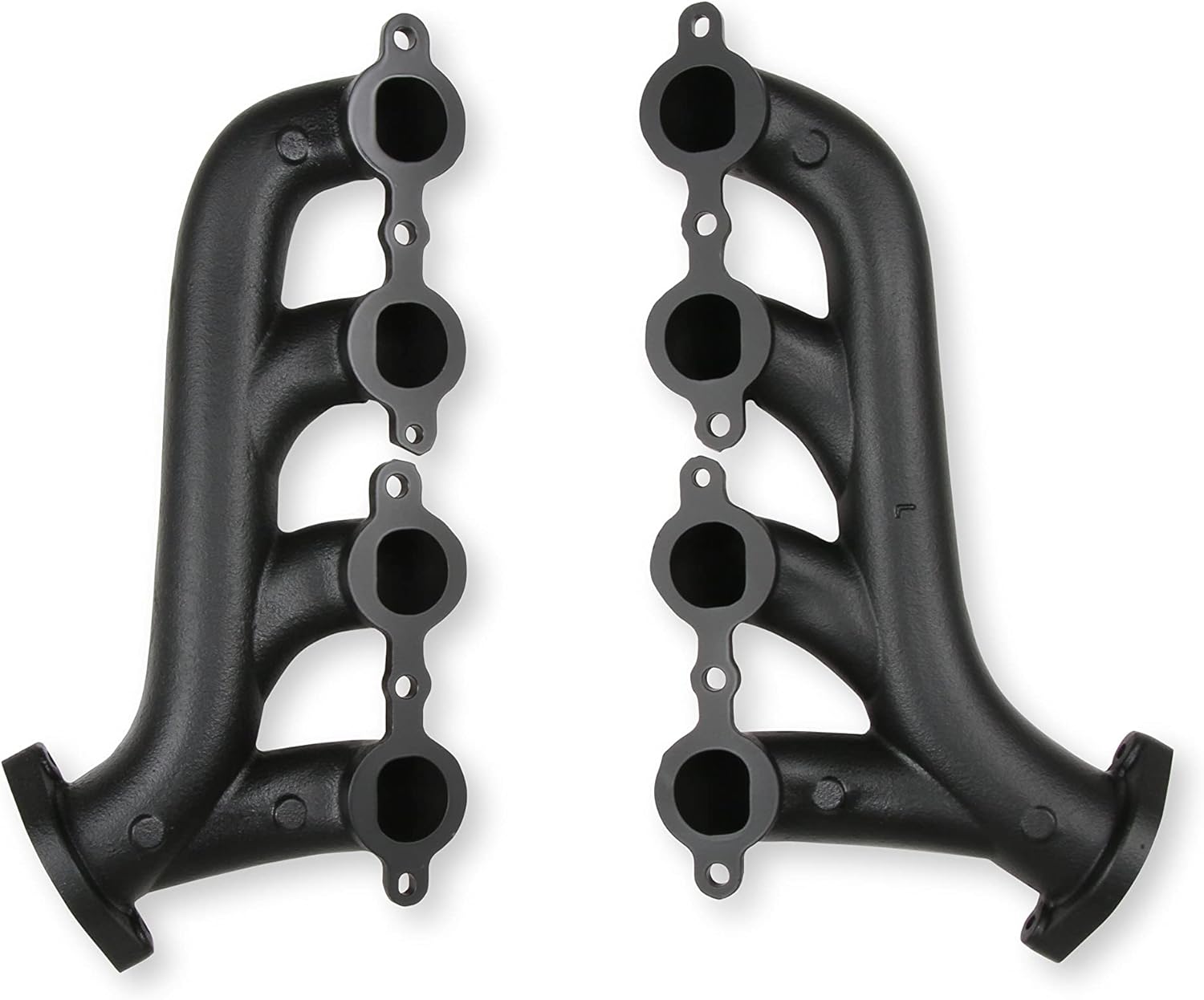 SS10003 LS Engine Swap Cast-Iron Exhaust Manifolds – Black Ceramic Coated Pair for GM LS 4.8L/5.3L/5.7L/6.0L/6.2L/7.0L Engines