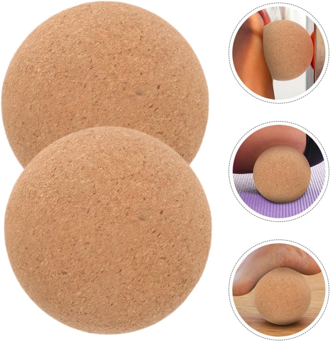 Baluue Cork Massage Ball 2pcs Set 10cm Diameter Rolling Therapy Balls for Neck and Back Muscle Relief Myofascial Release Yoga Fitness Massage Tool