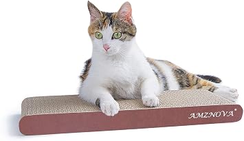 AMZNOVA Cat Scratcher Rescratch Cat Scratching Board, Scratching Pad with Catnip for Indoor, Flat Cardboard Scratcher Scratch Board for Kitten, Narrow, Wood Floor Print