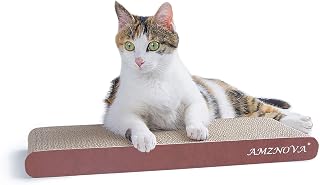 AMZNOVA Cat Scratcher Rescratch Cat Scratching Board, Scratching Pad with Catnip for Indoor, Flat Cardboard Scratcher Scratch Board for Kitten, Narrow, Wood Floor Print