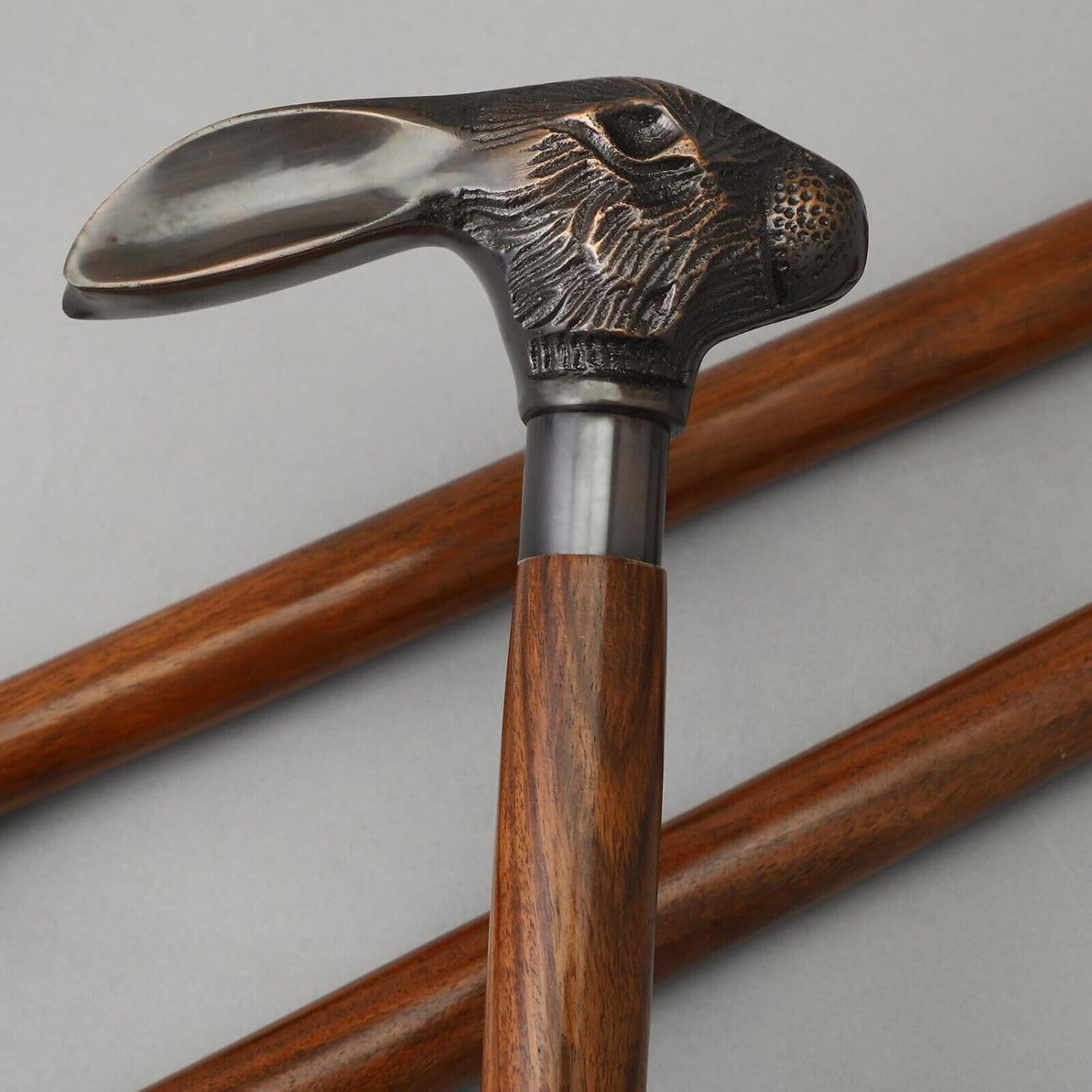 Vintage Rabbit Handle Stick Wooden Walking Cane Brass Handle Walking Stick Victorian Style Walking Cane Sticks Adult Walking Stick Gift
