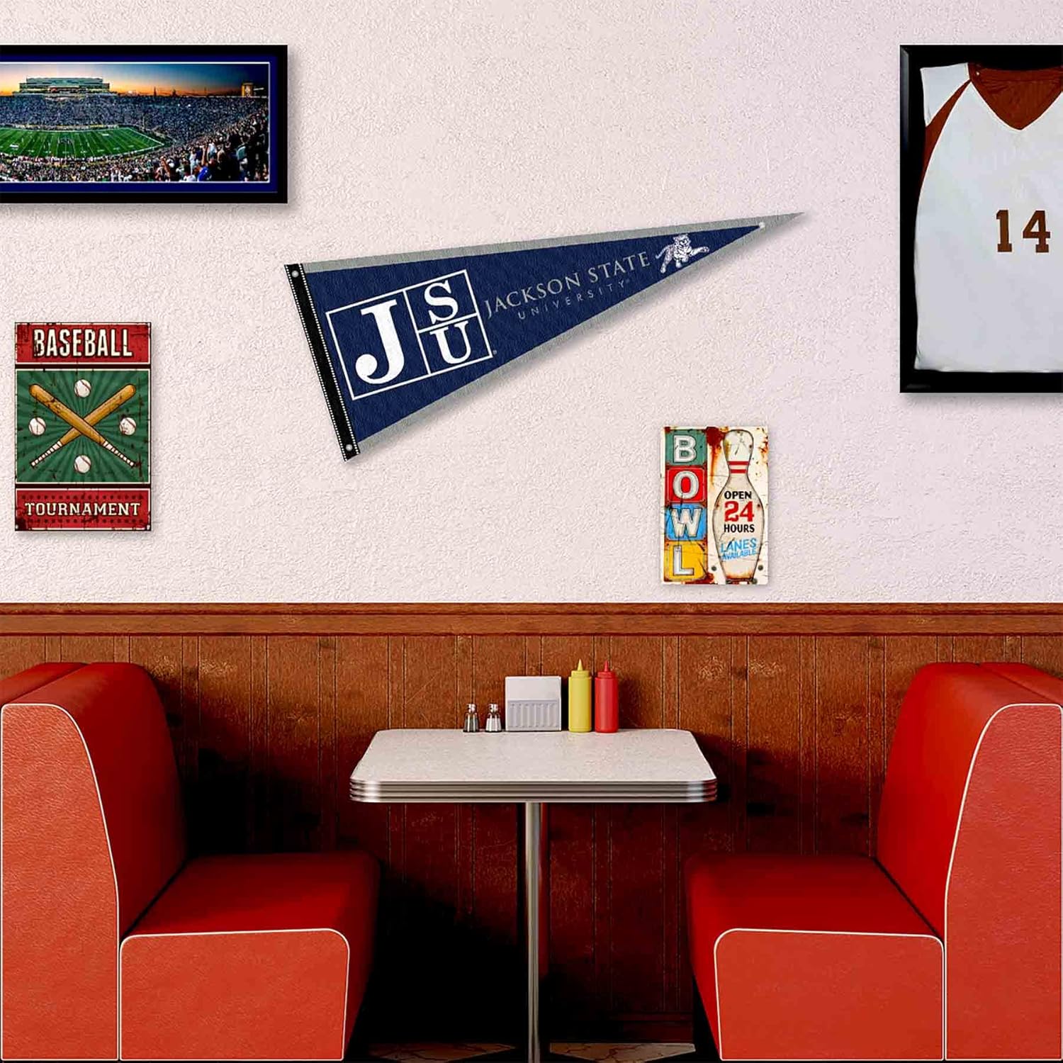 College Flags & Banners Co. Jackson State Tigers Pennant Flag and Wall Tack Mount Pads - Image 3