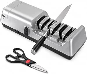 TCQ Electric Knife & Scissors Sharpener, 3-Stage, 12°-22° Angle