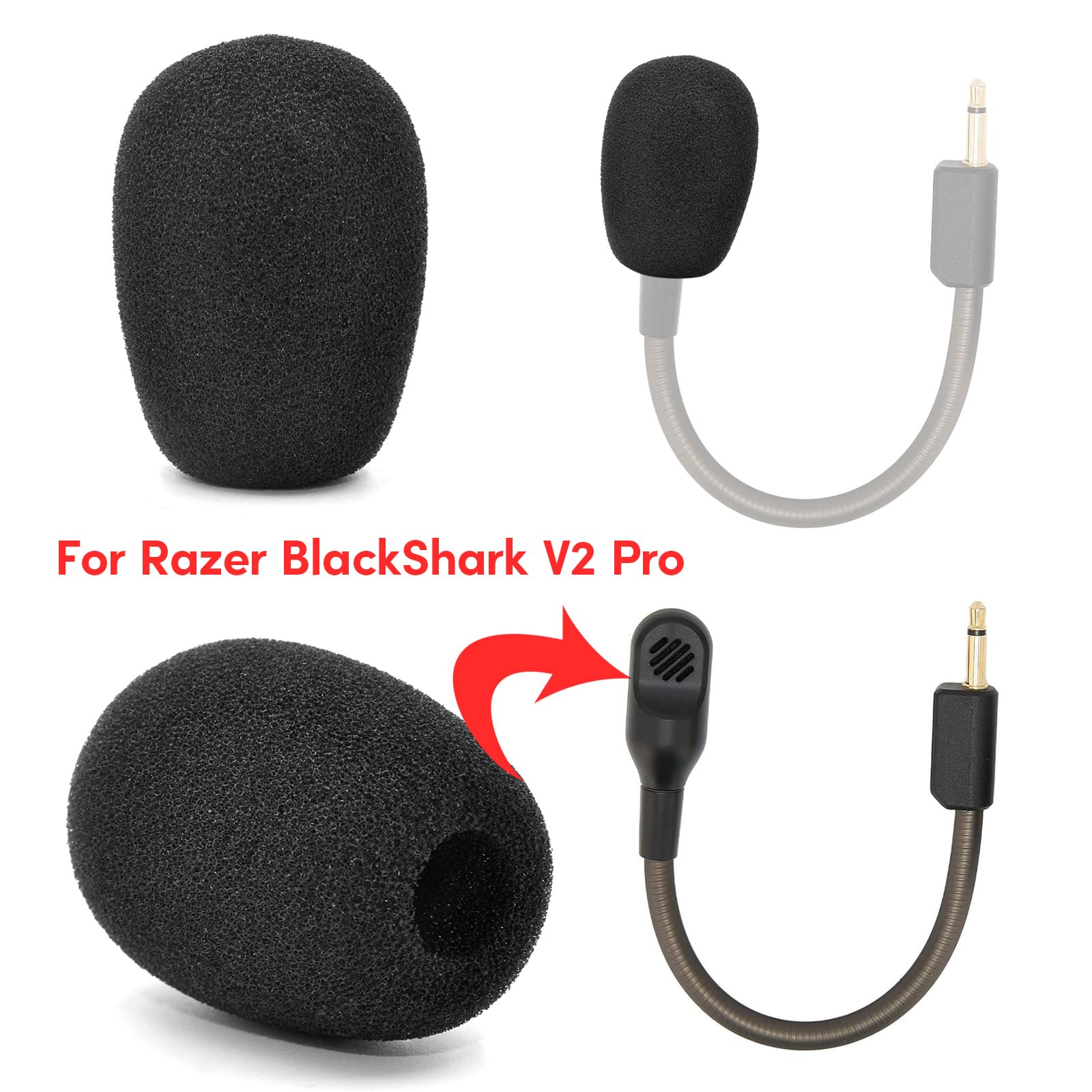 JzcsdkSIL Soft Microphone Cover Filter Wind Foam Cover for BlackShark V2 Gaming Headphones Enhanced Sound Foam Mic Windscreen Wind Reduction