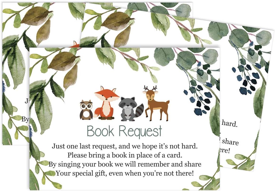 30 Books for Baby Shower Request Cards-Bring A Book Instead of A Card-Animals Baby Shower Invitations Inserts Games