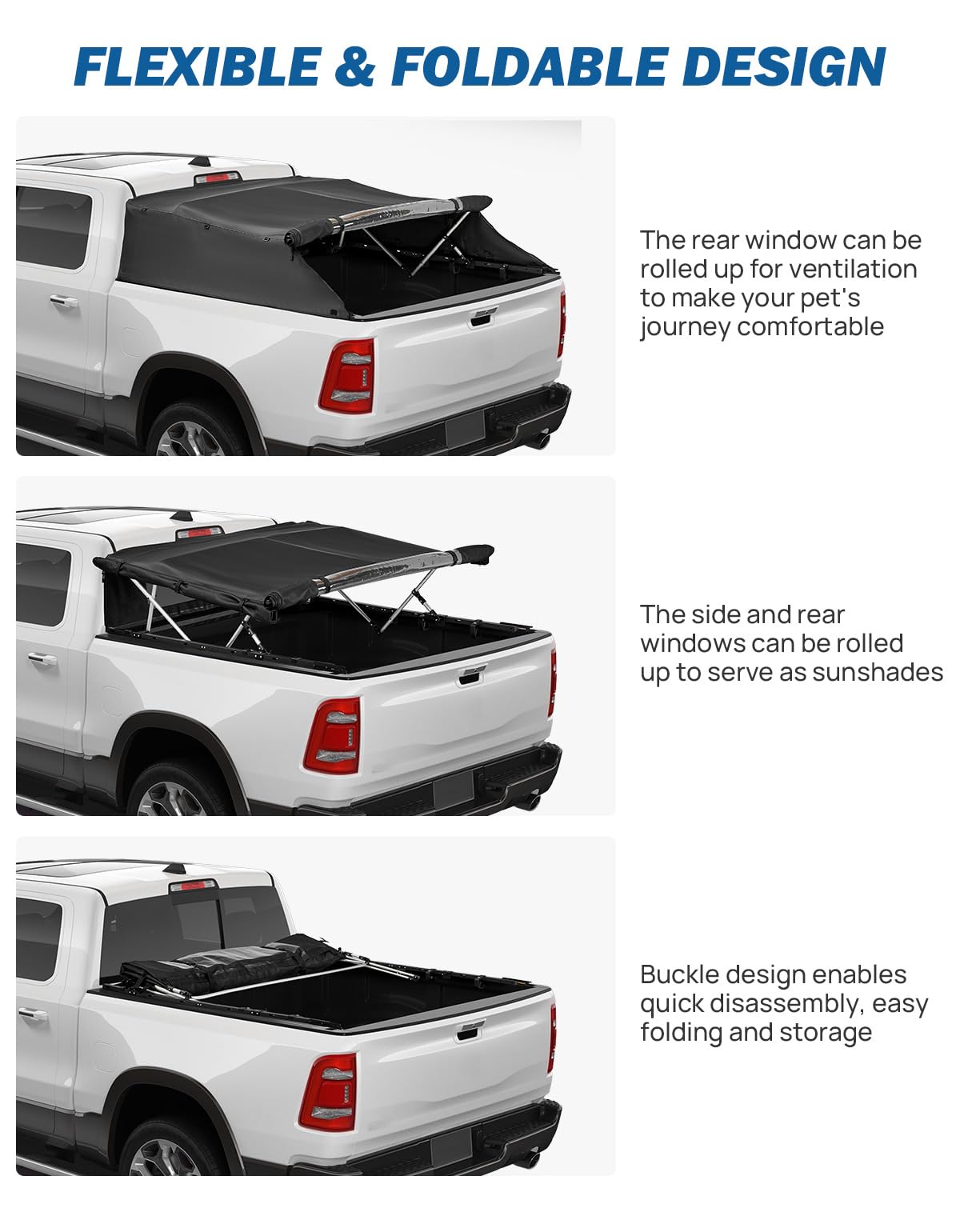 JOYTUTUS Truck Bed Soft Topper Compatible - Product View