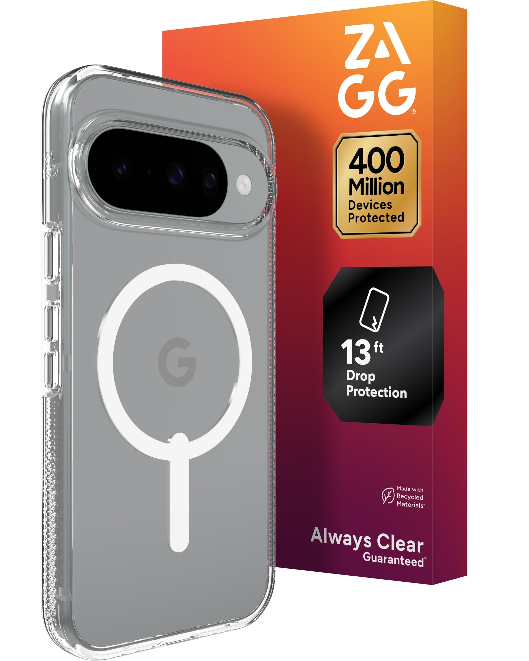 ZAGG Crystal Palace Snap Google Pixel 10/10 Pro Case – Magnetic Slim Phone Case, Graphene Enhanced, 13ft Drop Protection, Anti-Yellowing, Anti-Scratch