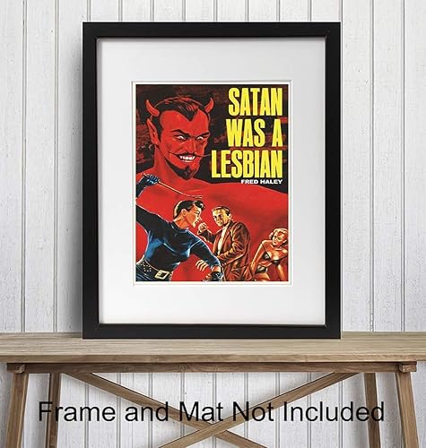 Miniatura 2 de Satan Was A Lesbian Poster - Vintage Retro Movie Wall Art Print - Lesbian Gifts for Girlfriend - Cool Unique LBGTQ, Queer Picture for Gay Women -