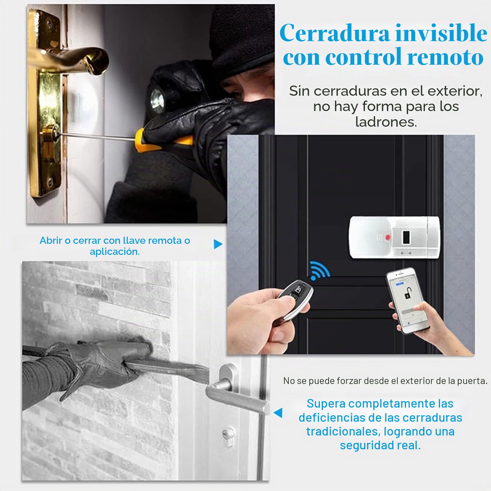 Cerradura invisible WAFU 011: de seguridad inteligente con desbloqueo táctil Bluetooth para hogar y oficina. Fácil instalación en interiores, acceso remoto y móvil. Cerradura de aleación de zinc