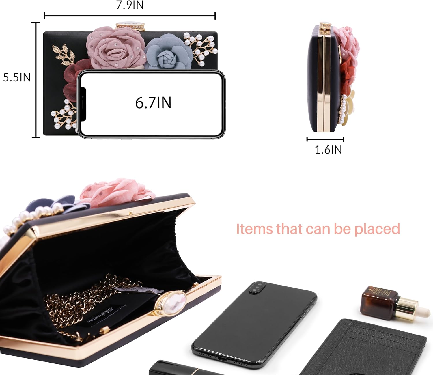 Milisente Evening Bag for Women, Flower Wedding Evening Clutch Purse Bride Floral Clutch Bag - Image 3