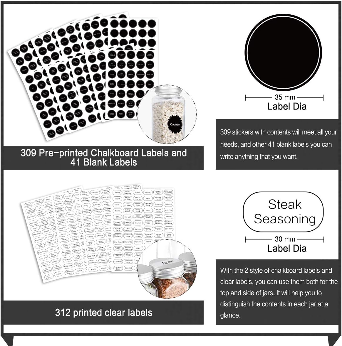 Glass Spice Jars, KAMOTA 25 PCS 4oz Empty Square Spice Bottles with Shaker Lids and Airtight Metal Caps - 662 Spice Labels