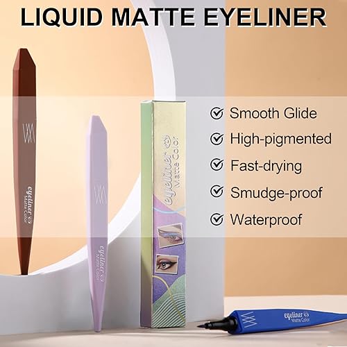 Miniatura 4 de Erinde Delineador de ojos líquido morado, maquillaje impermeable mate, delineador de ojos de secado rápido, de larga duración, a prueba de manchas