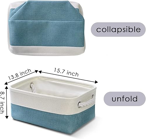 Miniatura 6 de TheWarmHome - Canasta de almacenamiento de tela resistente con asas, plegable, para organización y decoración, para estantes, armario, cuarto del