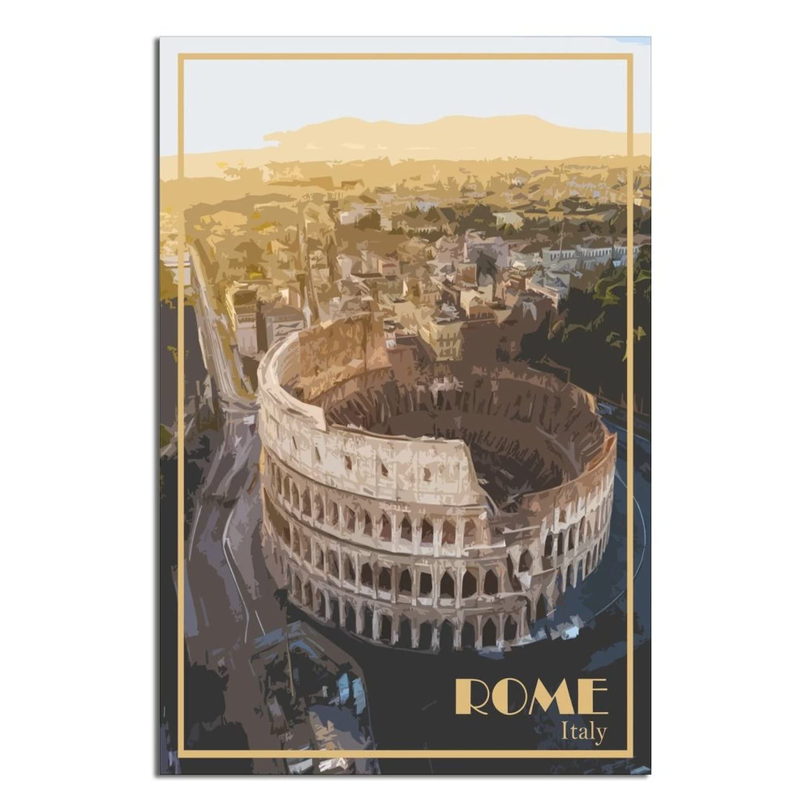 Kziwq T282 Metal Tin Sign Rome Italy Tin Sign Vintage Rustic Decor Cave Coffee Shop Bar Bedroom Home Wall Decor Nostalgic Tin Sign 30X40cm