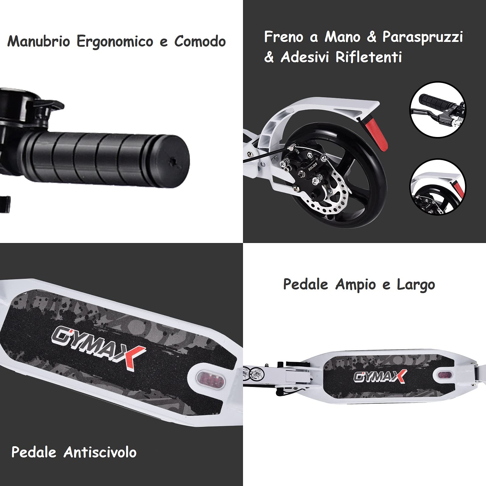 GYMAX Monopattino Pieghevole in Alluminio, Scooter con Manubri Regolabili in Altezza, Ruote Grandi, Paraspruzzi, Adesivi Riflettenti e Campanello, Ideale per Adulti o Ragazzi, Portata 100 kg