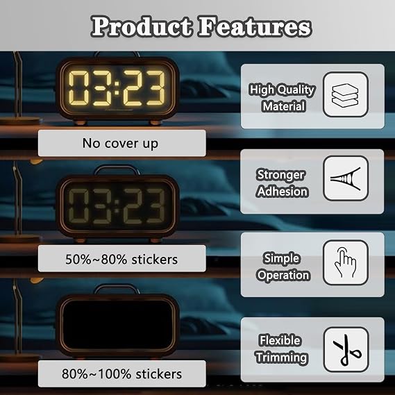LED Light Blocking Stickers, Blackout Stickers Light Dimming Sticker for Electronics Blackout Sticker for Routers LED Covers (2 Sheets Cut and 2 Sheets Whole)
