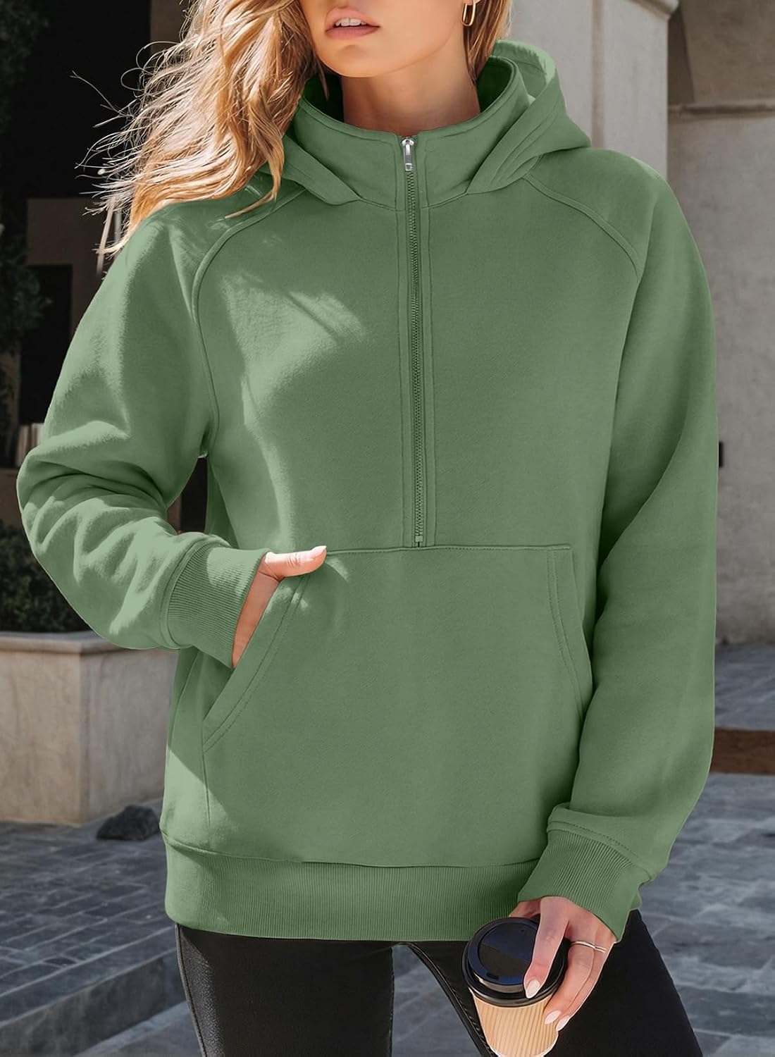SHEWIN 2026 Women Half Zip Hoodies Fall Pullover Sweatshirt image 3