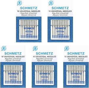 Schmetz Universal Sewing Machine Needles - Assorted Sizes, Pack of 5
