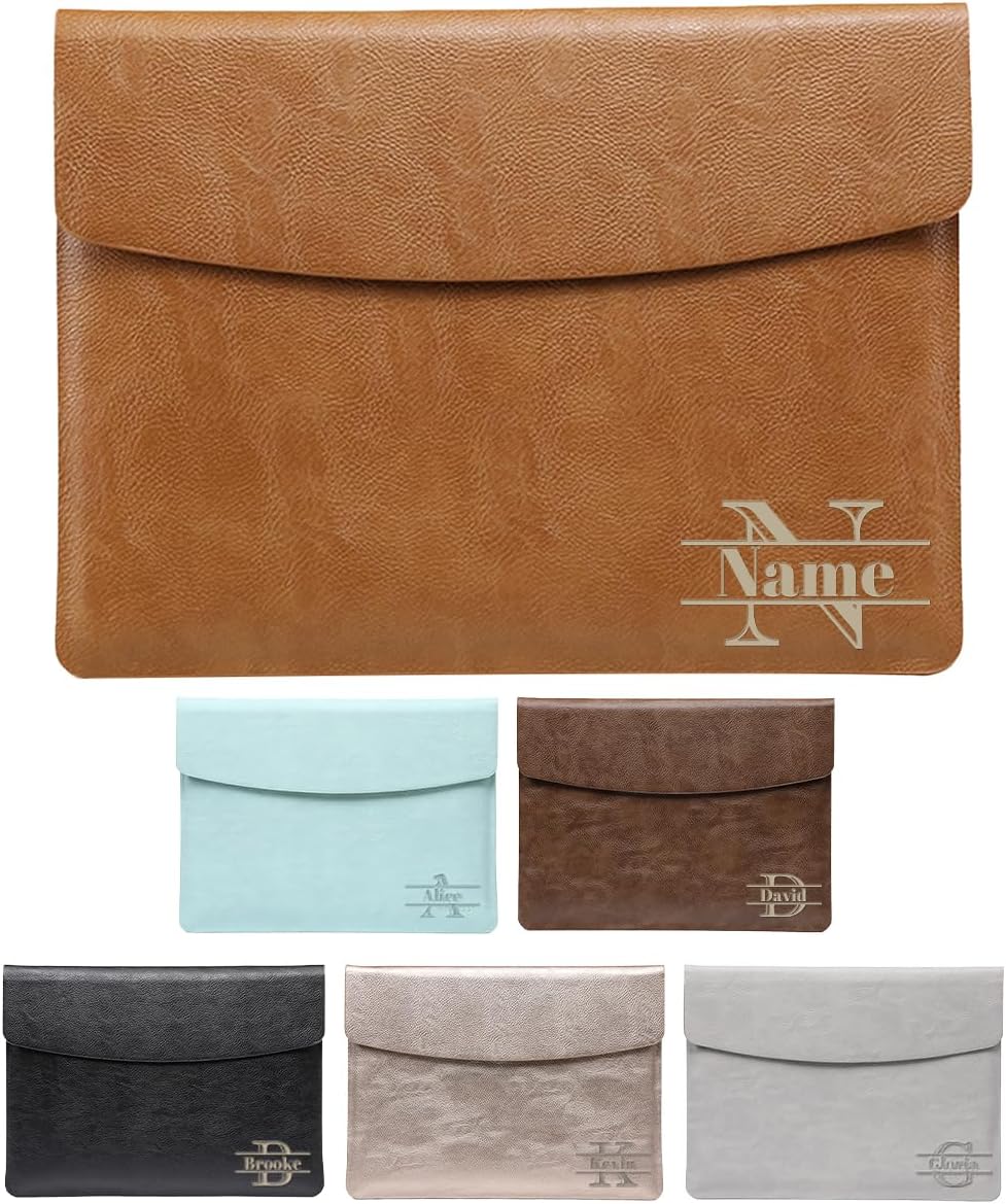 Personalized Name Initial 9-11 Inch Tablet Sleeve Case for iPad Pro M4/iPad Air M2 2024, iPad Air 5/4/3th 10.9/10.5, iPad 10/9/8th Gen 10.9/10.2,Custom PU Leather Briefcase Slim Stylish Case