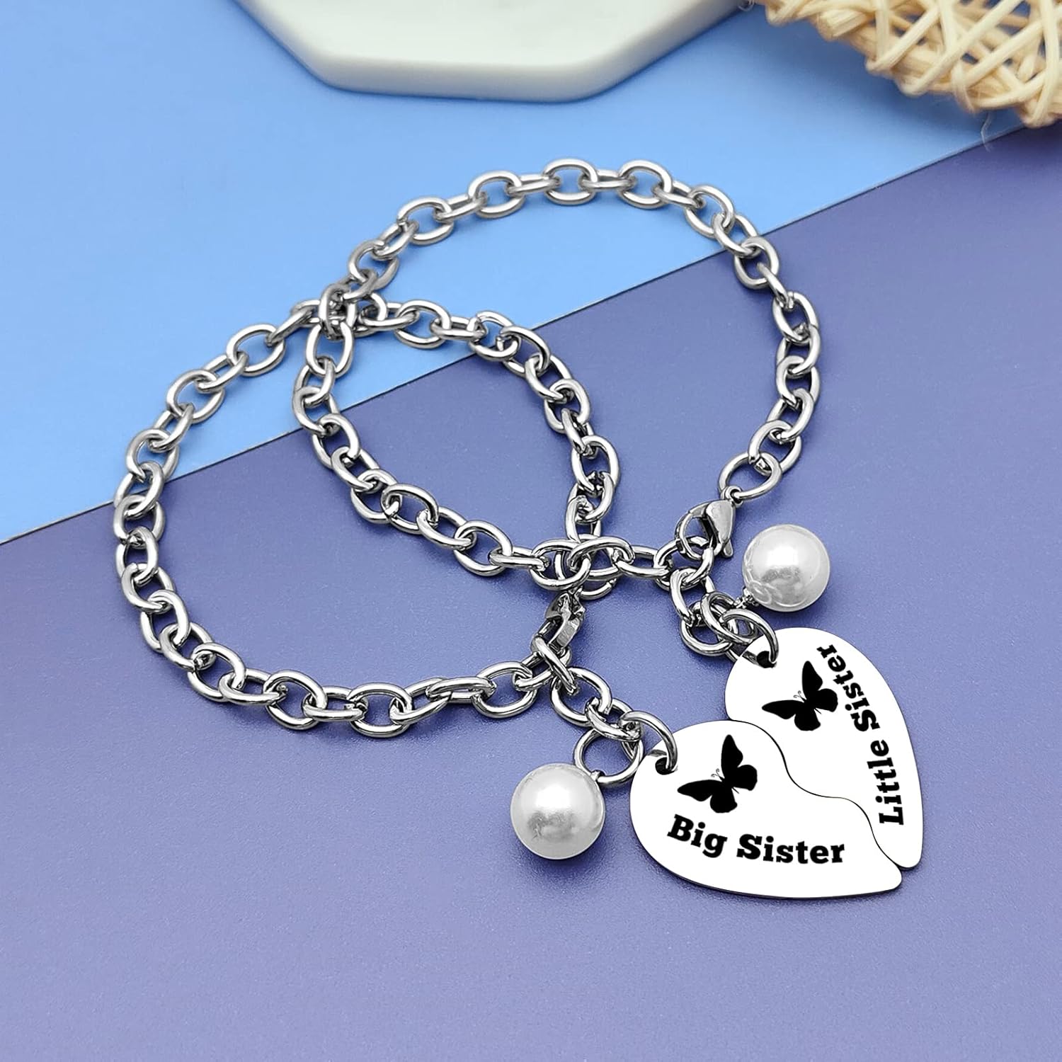 DlaeKua Sister Gift from Brothers Matching Bracelet for Big Sister Chain Bracelet for 2 Birthday Gift for Big Sis lil Sis Soul Sisters Friends Friendship Gifts Graduation Gift Sisters in Law - Image 2