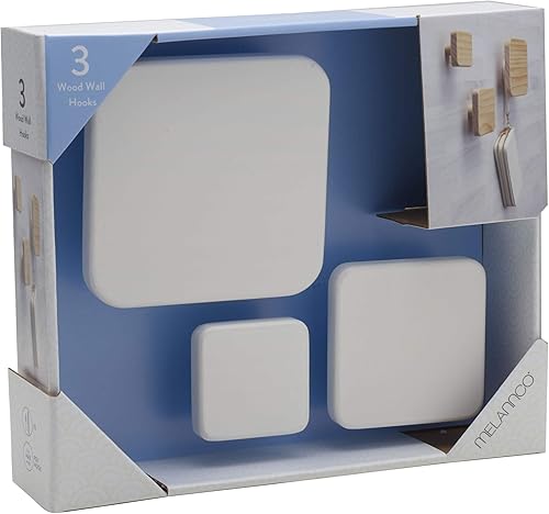 Miniatura 6 de MELANNCO Graduated MDF Wall Hook, Set of 3, White