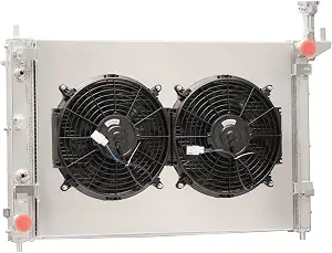 LZZLKUR 1-Row Aluminum Radiator with Dual 12" Fans and Shroud for 3.6L Chevy Traverse (2009–2017)
