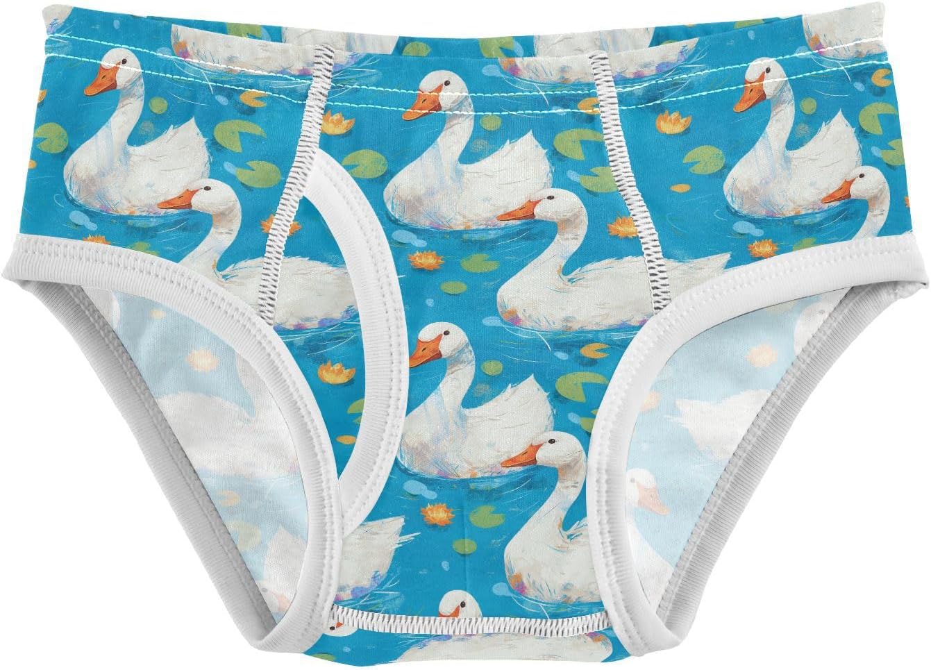visesunny Boys Cotton Underwear Elegant Swan Blue Pond Printed Toddler Soft Training Briefs Size 2T-8Y for Kids