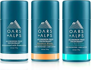 Oars + Alps Deodorant for Men & Women, Aluminum Free Deodorant for Men, Dermatologist Tested, Clean Ingredients, Non Toxic, Vegan, Long Lasting, Variety Pack, 3pk, 2.6oz