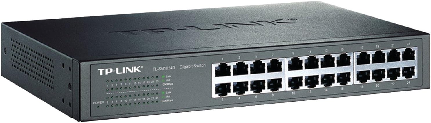 TP-Link 24-Port Gigabit Ethernet Unmanaged Switch | Plug and Play | Desktop/Rackmount | Fanless | Limited Lifetime (TL-SG1024D)