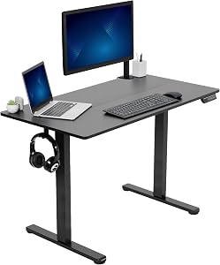 VIVO Electric 44 x 24 in Standing Desk, Memory Height Adjustment, Black Top Black Frame, DESK-E144B | Electric, Sit Stand, Height Adjustable, Memory Presets, Home Office, Black Frame