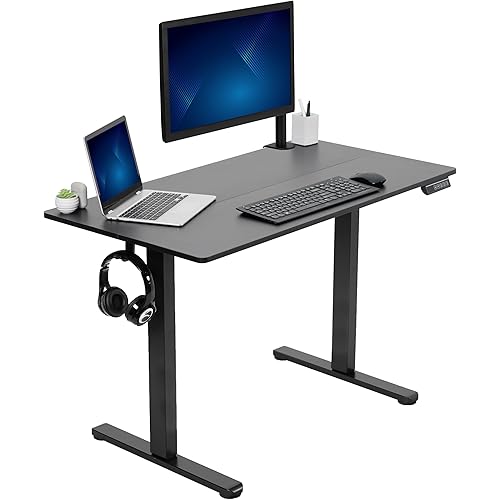 VIVO Electric 44 x 24 in Standing Desk, Memory Height Adjustment, Black Top Black Frame, DESK-E144B