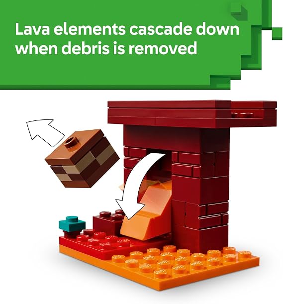 LEGO Minecraft The Nether Lava Battle Toy and Playset - Building Minecraft Toy for Kids, Ages 6+ Alex, Wither Skeleton, Blaze and Strider Figures for Pretend Play - Gift Idea for Birthdays - 21266
