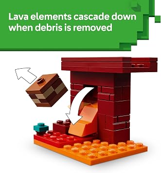 LEGO Minecraft The Nether Lava Battle Toy and Playset - Building Minecraft Toy for Kids, Ages 6+ Alex, Wither Skeleton, Blaze and Strider Figures for Pretend Play - Gift Idea for Birthdays - 21266