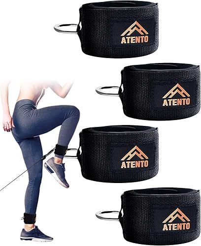 ATENTO 2 pares de correas de tobillo para máquina de cable, cómodos puños acolchados de tobillo para patadas, gimnasio, entrenamiento de glúteos y