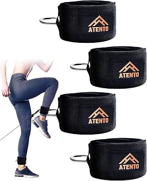 ATENTO 2 Pairs Ankle Strap for Cable Machine, Comfortable Padded Ankle Wrist Cuffs for Kickbacks, Gym, Glutes Workout & Lower Exercises, Adjustable & Breathable Ankle Straps for Women & Men