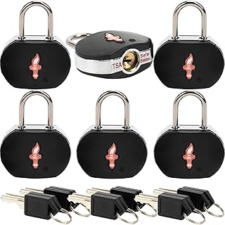 TSA Keyed Luggage Locks (6-Pack) - TSA Approved Lock for Suitcases, Backpacks, Gym Lockers & School Bags | Compact & Durable ABS w/Electroplated Rings