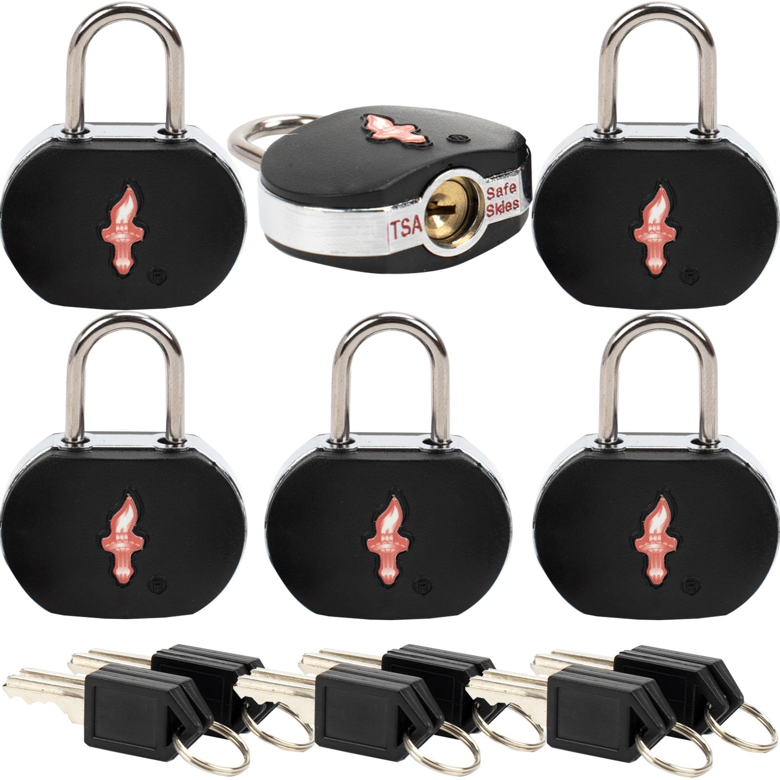 iGurutr TSA Keyed Luggage Locks (6-Pack) - TSA Approved Lock for Suitcases, Backpacks, Gym Lockers & School Bags | Compact & Durable ABS w/