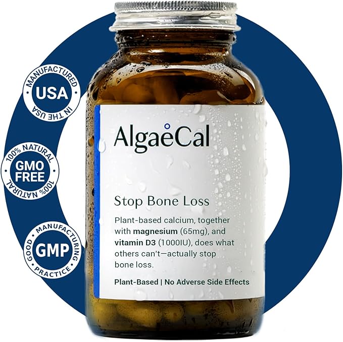 ALGAECAL - Plant Based Calcium Supplement with Vitamin D3 (1000 IU) for Bone Strength, Contains 13 Minerals Supporting Bone Health, Organic Calcium (750 mg) for Women & Men, 90 Veggie Caps