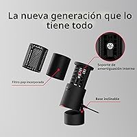 Vista 4 de HyperX SoloCast 2 - Micrófono condensador USB para juegos para PC, USB-C a USB-A, filtro pop integrado, soporte de choque interno, Plug and Play, 24