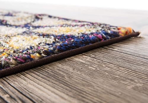 Miniatura 7 de Unique Loom Vita Collection - Alfombra tradicional saturada con medallones florales saturados y teñidos, 8 x 10 pies, azul marinomarfil