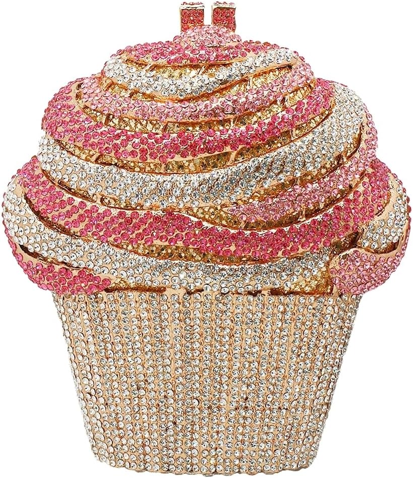 Women Ice Cream Crystal Evening Bag Luxury Rhinestone Clutch Wedding Party Minaudiere Purse and Handbag for Cocktail