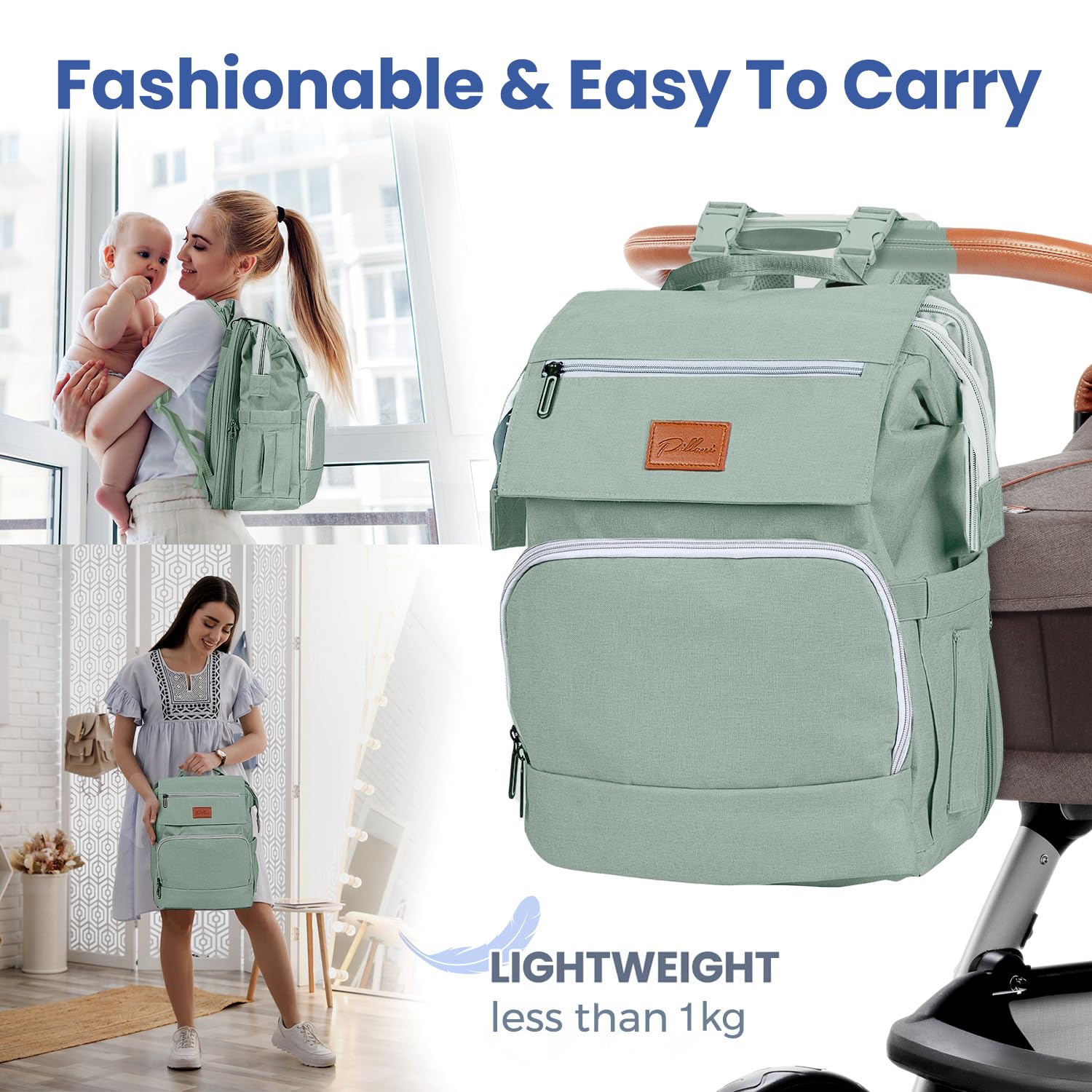 PILLANI Baby Diaper Bag Backpack - Baby Bag for Boys & Girls, Large Waterproof Diaper Backpack - Toddler Diaper Bag with Changing Pad, Boy Baby Shower Gifts for Mom - Newborn Stuff, Baby Essentials