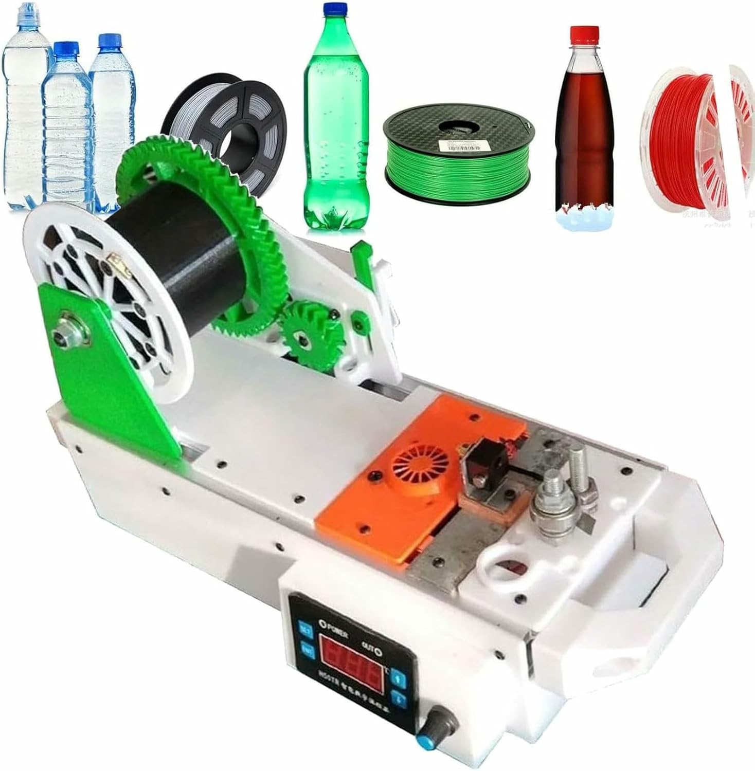 Pastic Bottles Fiament Pultruded, 3D Recycled Pet Filament Maker, Temperature and Speed Adjustable, Desktop Filament Maker for Families, DIY Makers-